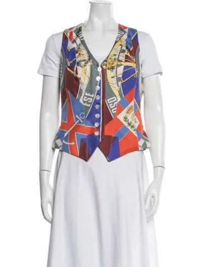 Pre-owned Hermes Silk Graphic Print Vest In Multicolor