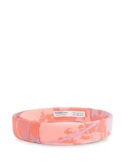 Pre-owned Hermes Silk Hairband In Orange
