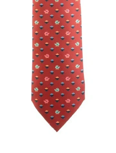 Pre-owned Hermes Silk  In Orange