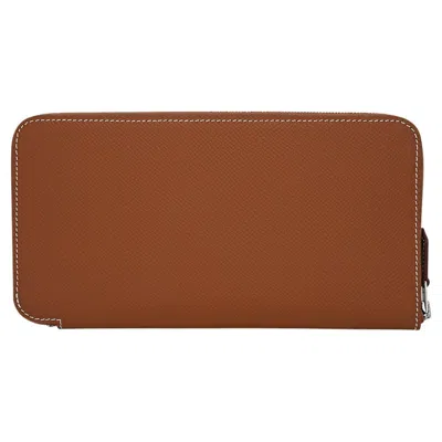 Pre-owned Hermes Silk' In Classique Long Wallet Gold / Toolbox Print Epsom Leather In Brown