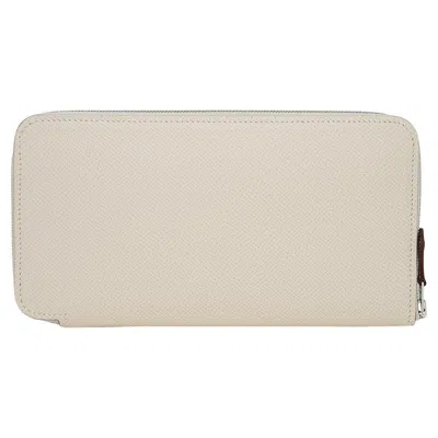 Pre-owned Hermes Silk' In Classique Long Wallet Nata With Equateur Print Epsom Leather In Sand