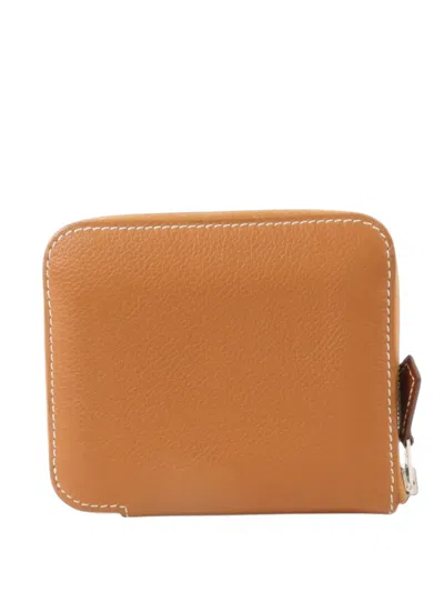 Pre-owned Hermes Silk In Compact Wallet In Brown