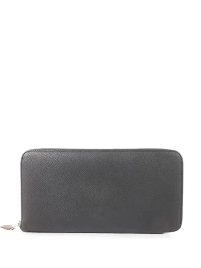 Pre-owned Hermes Silk In Epsom Wallet In Grey