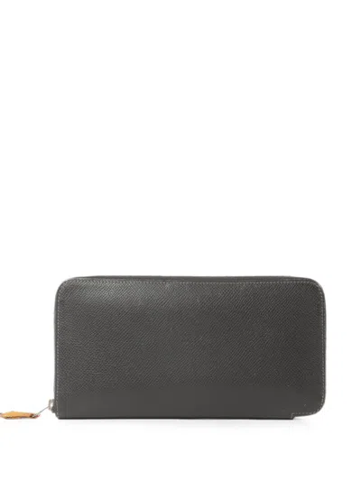 Pre-owned Hermes Silk In Long Wallet In Brown