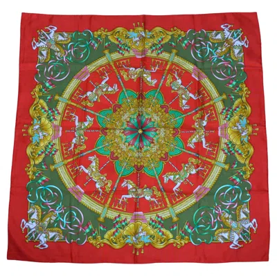 Pre-owned Hermes Silk Jacquard Carre Scarf Luna Park By Joachim Metz In Brown