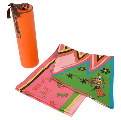 Pre-owned Hermes Hermès Silk Kachinas Maxi Twilly Nib In Orange