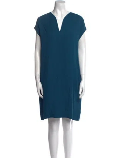 Pre-owned Hermes Silk Knee-length Dress In Blue