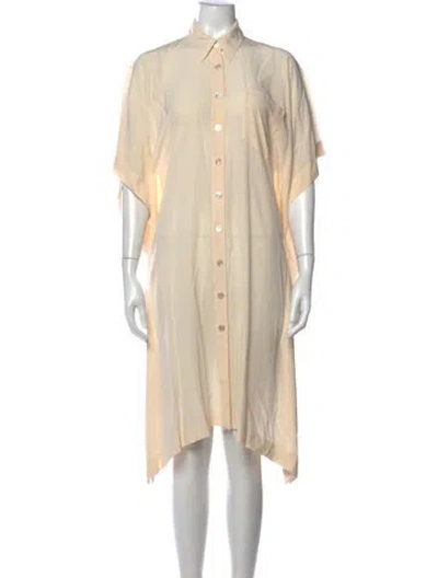 Pre-owned Hermes Silk Knee-length Dress In Neutral