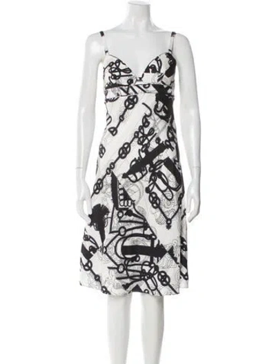 Pre-owned Hermes Silk Knee-length Dress In Neutral