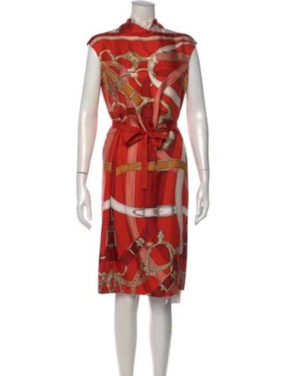 Pre-owned Hermes Silk Knee-length Dress In Orange