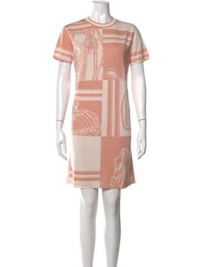 Pre-owned Hermes Silk Knee-length Dress W/ Tags In Pink