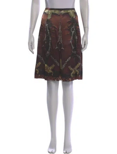 Pre-owned Hermes Silk Knee-length Skirt In Brown