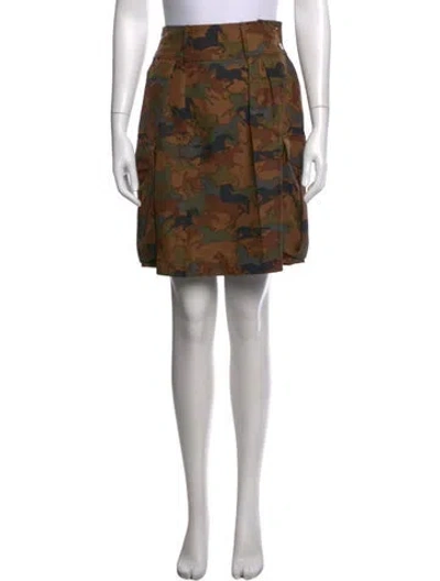 Pre-owned Hermes Silk Knee-length Skirt In Brown