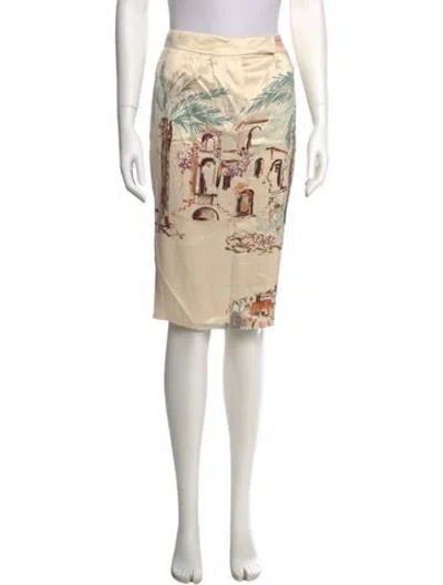 Pre-owned Hermes Silk Knee-length Skirt In Neutral
