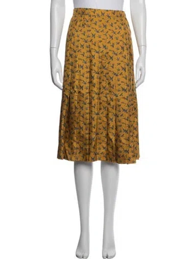 Pre-owned Hermes Silk Knee-length Skirt In Yellow