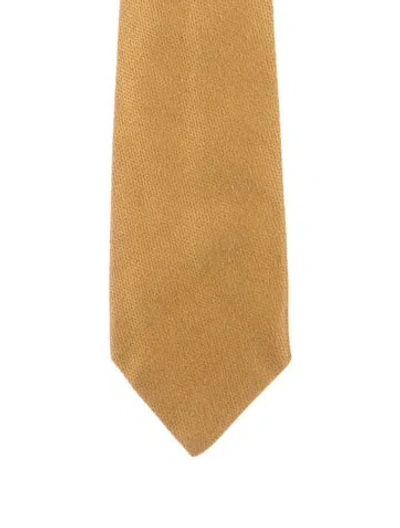 Pre-owned Hermes Silk Knit Tie In Yellow