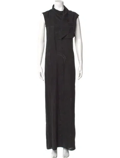 Pre-owned Hermes Silk Long Dress In Black