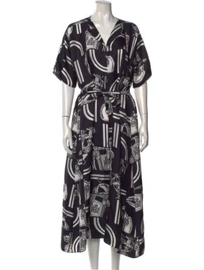 Pre-owned Hermes Silk Long Dress In Black
