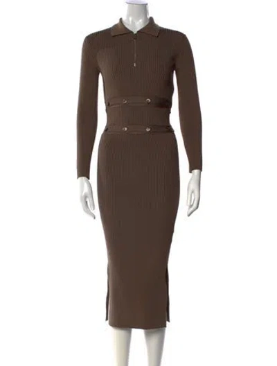 Pre-owned Hermes Silk Long Dress In Brown