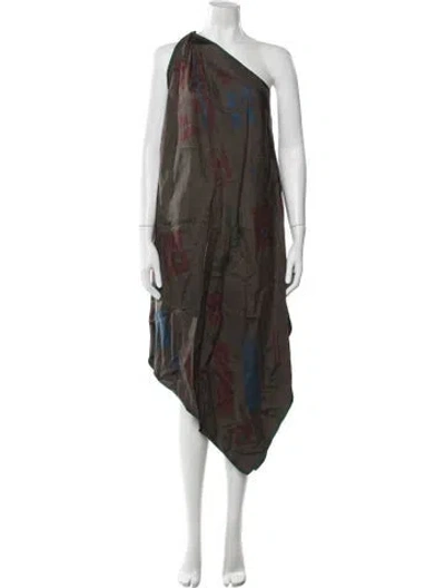 Pre-owned Hermes Silk Long Dress In Green