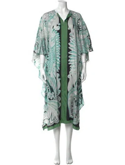Pre-owned Hermes Silk Long Dress In Green