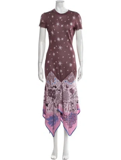 Pre-owned Hermes Silk Long Dress In Purple