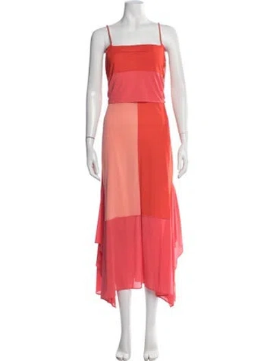 Pre-owned Hermes Silk Long Dress W/ Tags In Orange