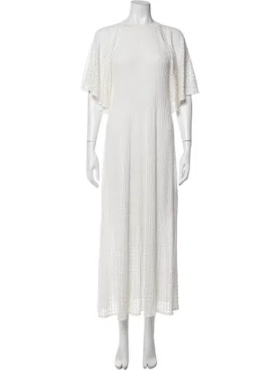 Pre-owned Hermes Silk Long Dress In White