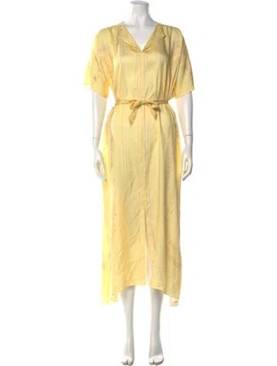 Pre-owned Hermes Silk Long Dress In Yellow