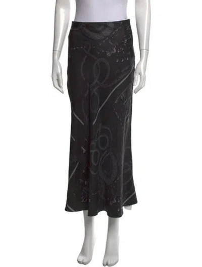 Pre-owned Hermes Silk Long Skirt In Black