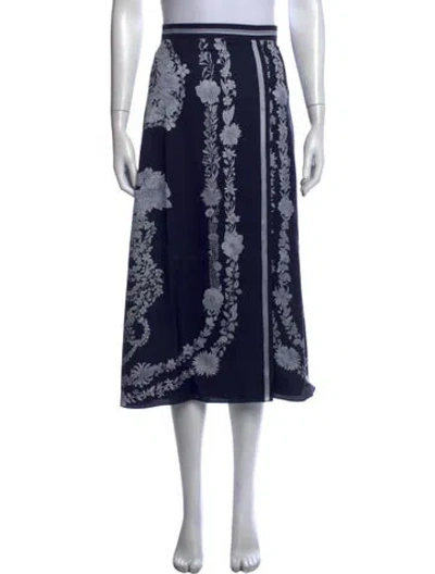 Pre-owned Hermes Silk Long Skirt W/ Tags In Blue