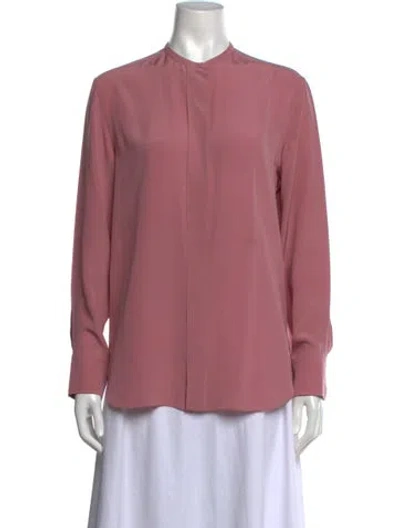 Pre-owned Hermes Silk Long Sleeve Blouse In Purple