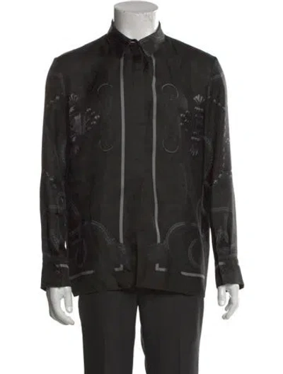 Pre-owned Hermes Silk Long Sleeve Shirt In Gray