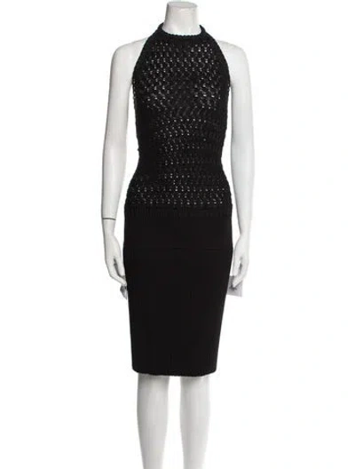 Pre-owned Hermes Silk Midi Length Dress In Black