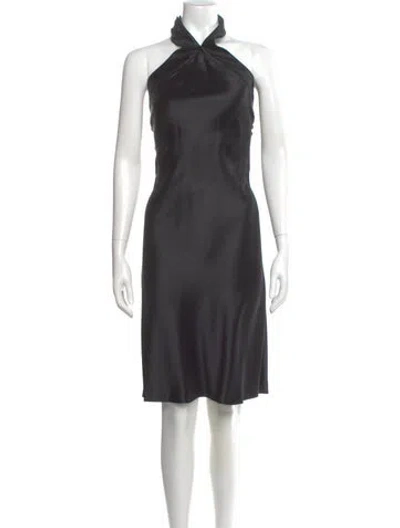 Pre-owned Hermes Silk Midi Length Dress In Black