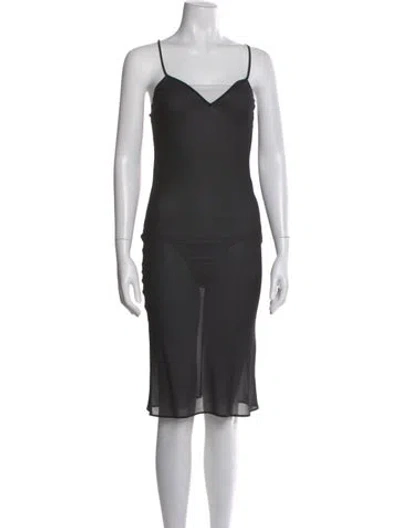 Pre-owned Hermes Silk Midi Length Dress In Black