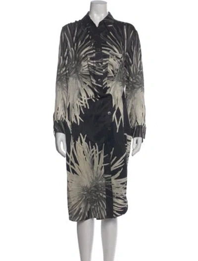 Pre-owned Hermes Silk Midi Length Dress In Black