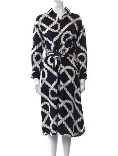 Pre-owned Hermes Silk Midi Length Dress In Black