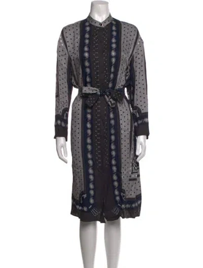 Pre-owned Hermes Silk Midi Length Dress In Black