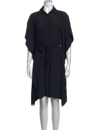 Pre-owned Hermes Silk Midi Length Dress In Black