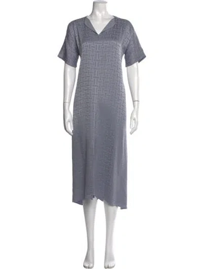 Pre-owned Hermes Silk Midi Length Dress In Blue