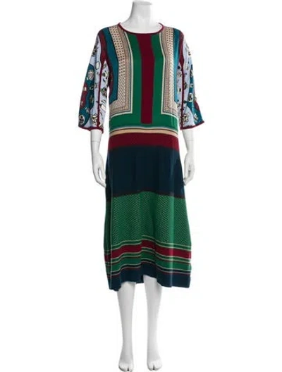 Pre-owned Hermes Silk Midi Length Dress In Green