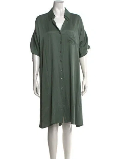 Pre-owned Hermes Silk Midi Length Dress In Green