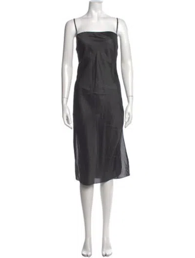 Pre-owned Hermes Silk Midi Length Dress In Grey