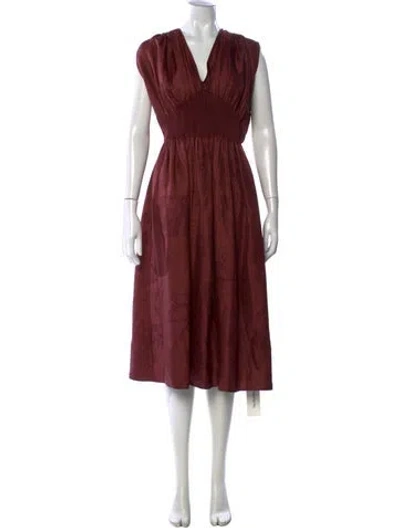 Pre-owned Hermes Silk Midi Length Dress In Multi
