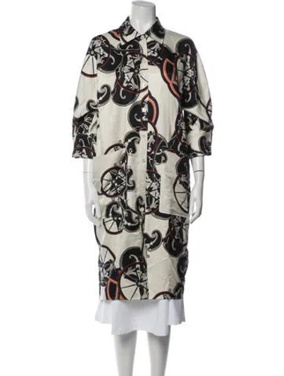 Pre-owned Hermes Silk Midi Length Dress In Neutral