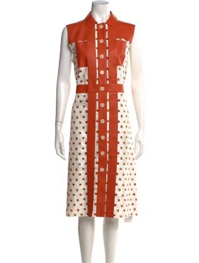 Pre-owned Hermes Silk Midi Length Dress In Orange