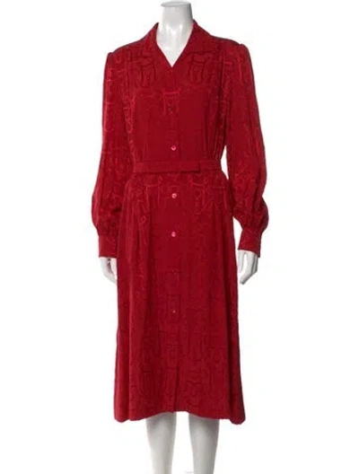 Pre-owned Hermes Silk Midi Length Dress In Red