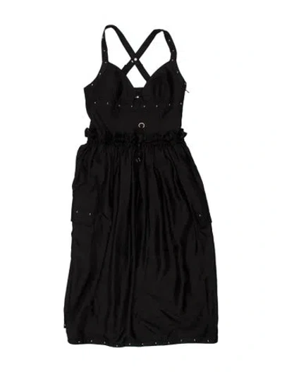 Pre-owned Hermes Silk Midi Length Dress W/ Tags In Black