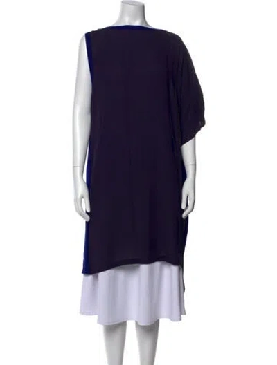Pre-owned Hermes Silk Midi Length Dress W/ Tags In Black/blue
